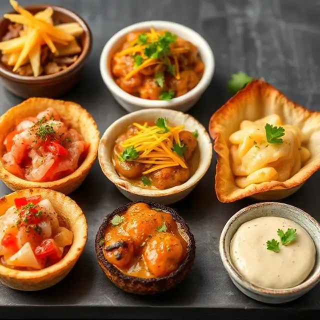 A variety of savory, bite-sized starters