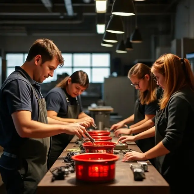 The CaterCo team collaborating in the kitchen