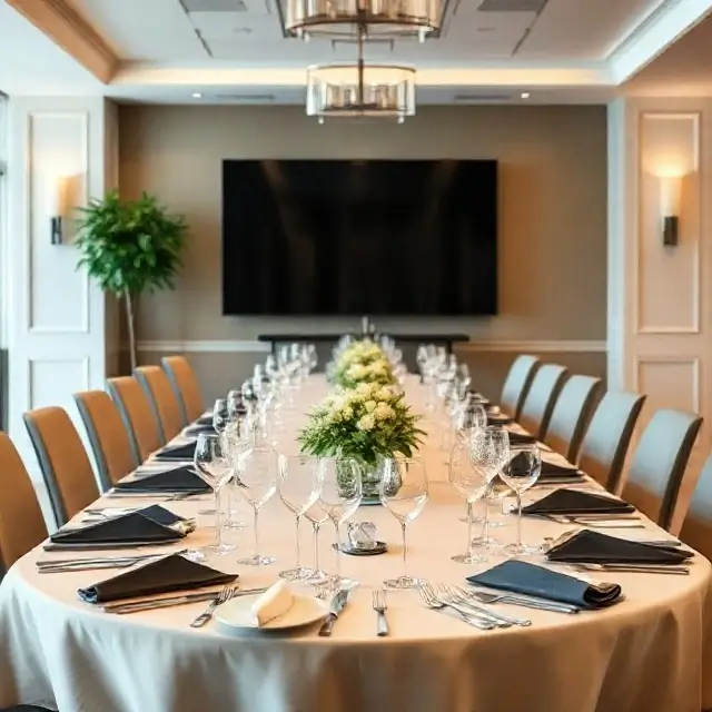 Professional business luncheon setup
