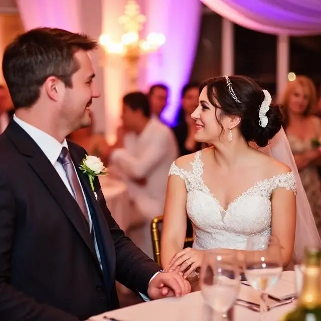 Wedding couple at their reception
