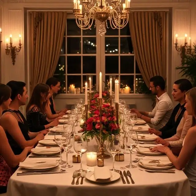 An elegant and intimate dinner party setting