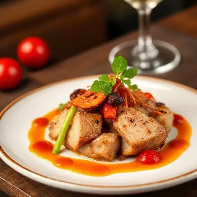A collage image showing a beautifully plated dish