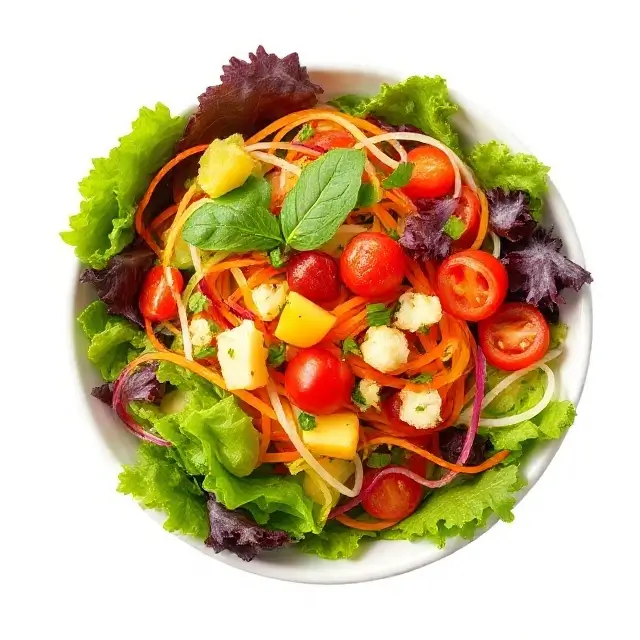 A collage image of a vibrant salad