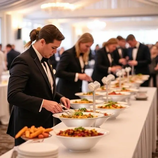 A professional corporate event catering setup