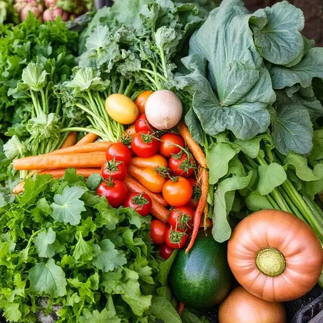 A basket of freshly harvested local vegetables