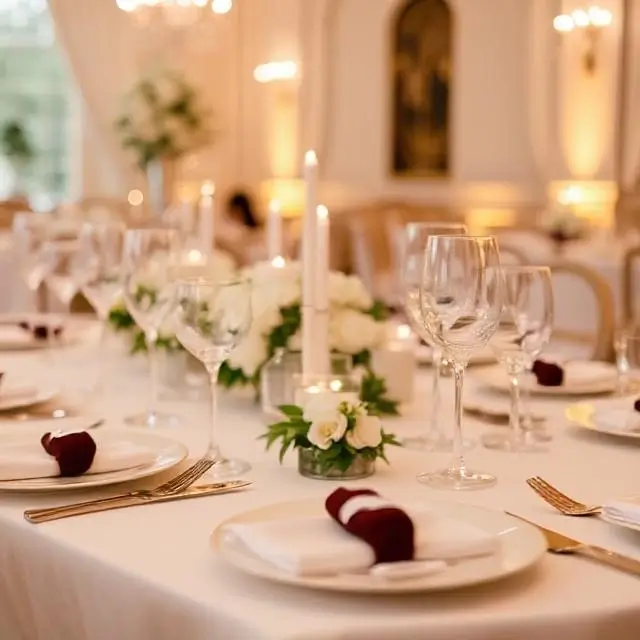 Elegant plated wedding dinner