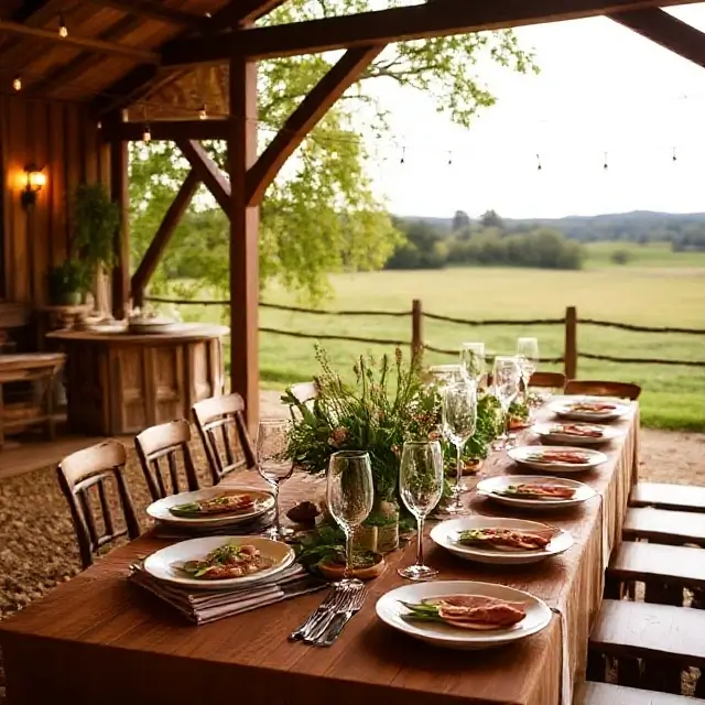 A catered event at a rustic country estate